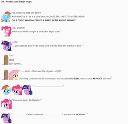 Size: 857x830 | Tagged: safe, artist:dziadek1990, fluttershy, pinkie pie, rainbow dash, twilight sparkle, alicorn, pony, g4, conversation, dialogue, dice, dungeons and dragons, emote story, emote story:ponies and d&d, emotes, oops, paper, pen and paper rpg, reddit, rpg, slice of life, tabletop game, text, twilight sparkle (alicorn)