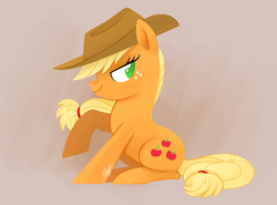 Size: 1024x759 | Tagged: safe, artist:mn27, applejack, earth pony, pony, g4, applejack's hat, cowboy hat, female, hat, mare, raised hoof, solo