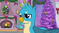 Size: 1920x1080 | Tagged: safe, screencap, gallus, griffon, g4, the hearth's warming club, discovery family, discovery family logo, logo, male, solo