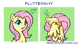 Size: 500x281 | Tagged: safe, artist:whateverbender, fluttershy, pegasus, pony, g4, animated, blushing, comic, context in source, cropcon, cropped, cute, explicit source, female, frame by frame, hiding behind wing, mare, shy, shyabetes, solo, squigglevision