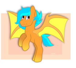 Size: 1157x1033 | Tagged: safe, artist:ponkus, oc, oc only, oc:citrine slush, bat pony, pony, abstract background, cute, gift art, male, pink eyes, solo, stallion, tongue out, transparent background