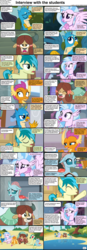 Size: 1280x3661 | Tagged: safe, gallus, ocellus, sandbar, silverstream, smolder, yona, changedling, changeling, classical hippogriff, dragon, earth pony, griffon, hippogriff, pony, yak, comic:celestia's servant interview, g4, caption, comic, cs captions, cute, diaocelles, diastreamies, female, gallabetes, interview, laughing, male, sandabetes, smolderbetes, student six, teenager, yonadorable
