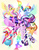 Size: 1500x1900 | Tagged: safe, artist:phoenixperegrine, applejack, fluttershy, pinkie pie, rainbow dash, rarity, starlight glimmer, twilight sparkle, alicorn, earth pony, pegasus, pony, unicorn, g4, female, friends, mane six, mare, rainbow power, rainbow power-ified, simple background, twilight sparkle (alicorn)