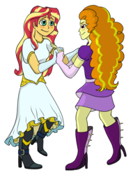 Size: 1280x1676 | Tagged: safe, artist:catlover1672, adagio dazzle, sunset shimmer, equestria girls, g4, female, lesbian, ship:sunsagio, shipping, simple background, transparent background