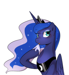 Size: 1200x1300 | Tagged: safe, artist:haden-2375, princess luna, alicorn, pony, g4, female, hoof on chin, mare, open mouth, simple background, solo, transparent background