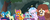 Size: 1410x558 | Tagged: safe, screencap, berry blend, berry bliss, gallus, huckleberry, ocellus, peppermint goldylinks, sandbar, silverstream, smolder, twilight sparkle, yona, alicorn, changedling, changeling, dragon, earth pony, griffon, hippogriff, pony, yak, g4, the end in friend, boomerang (tv channel), cave, cropped, crowd, dragoness, epic fail, fail, female, friendship student, gem, jewelry, male, necklace, notebook, notepad, pencil, student six, students, taking notes, teenager, twilight sparkle (alicorn), widescreen, writing