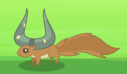 Size: 541x315 | Tagged: safe, screencap, squirrel, g4, party pooped, ambiguous gender, animal, cropped, fake horns, solo, yak horns