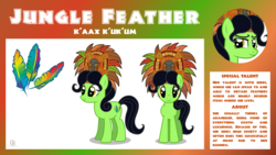 Size: 3840x2160 | Tagged: safe, artist:outlawquadrant, oc, oc:jungle feather, cutie mark, high res, mayan, mexico