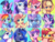 Size: 2400x1800 | Tagged: safe, artist:sion-ara, applejack, fluttershy, pinkie pie, princess cadance, princess celestia, princess luna, rainbow dash, rarity, starlight glimmer, sunset shimmer, trixie, twilight sparkle, alicorn, earth pony, pegasus, pony, unicorn, g4, cowboy hat, female, hat, looking at you, mane six, mare, royal sisters, simple background, smiling, twilight sparkle (alicorn)