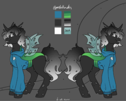 Size: 720x576 | Tagged: safe, artist:pastellanotes, oc, oc only, oc:split mask, changeling, changeling oc, double colored changeling, ponysona, reference sheet, solo, white changeling