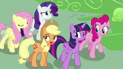 Size: 1280x720 | Tagged: safe, screencap, apple bloom, applejack, fluttershy, pinkie pie, rarity, twilight sparkle, alicorn, earth pony, pegasus, pony, unicorn, g4, the washouts (episode), animated, apple, close-up, dishonorapple, female, fruitist, mare, sound, that pony sure does hate bananas, that pony sure does love apples, twilight sparkle (alicorn), webm