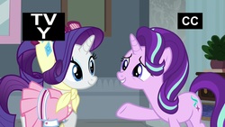 Size: 1920x1080 | Tagged: safe, screencap, rarity, starlight glimmer, pony, unicorn, g4, the end in friend, camping outfit, clothes, duo, female, headscarf, mare, raised hoof, scarf