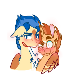 Size: 624x636 | Tagged: safe, artist:onedayhm, flash sentry, sunburst, pegasus, pony, unicorn, g4, blushing, blushing profusely, chest fluff, embarrassed, floppy ears, gay, hug, male, ship:flashburst, shipping, simple background, white background, winghug