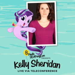 Size: 1500x1500 | Tagged: safe, starlight glimmer, human, pony, seapony (g4), unicorn, project seaponycon, g4, convention, equestrian pink heart of courage, irl, irl human, kelly sheridan, movie accurate, photo, seaponified, seapony starlight glimmer, species swap