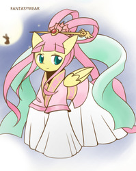 Size: 860x1080 | Tagged: safe, artist:howxu, fluttershy, pony, g4, alternate hairstyle, clothes, cropped, cute, female, mare, shyabetes, solo
