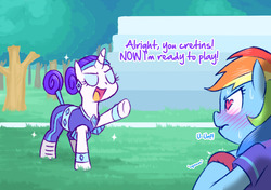 Size: 1206x847 | Tagged: safe, artist:raridashdoodles, rainbow dash, rarity, pegasus, pony, unicorn, g4, the end in friend, alternate hairstyle, athleisure, blushing, buckball, clothes, dialogue, eyes closed, female, heart eyes, lesbian, mare, open mouth, ship:raridash, shipping, sweat, this will end in snu snu, tree, unf, wingding eyes