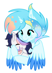 Size: 768x1072 | Tagged: dead source, safe, artist:rainbows-skies, oc, oc only, oc:water star, alicorn, pony, baby, baby pony, female, filly, male, simple background, stallion, transparent background
