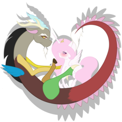 Size: 1024x1024 | Tagged: safe, artist:hestiay, discord, princess celestia, draconequus, pony, g4, art, draw, drawing, duo, female, male, mare, pink-mane celestia, puppy love, ship:dislestia, shipping, simple background, straight, transparent background