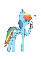 Size: 1000x1414 | Tagged: safe, artist:nightskymagic, rainbow dash, pegasus, pony, g4, bust, chest fluff, eyes closed, female, food, heart, ice cream, mare, signature, simple background, solo, transparent background