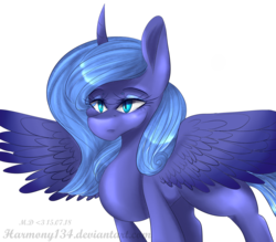 Size: 4000x3500 | Tagged: safe, artist:harmony134, princess luna, alicorn, pony, g4, female, looking at you, mare, signature, simple background, solo, transparent background