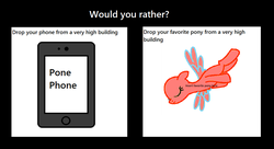 Size: 1076x586 | Tagged: safe, anonymous editor, artist:rubyg242, pegasus, pony, barely pony related, phone, solo, would you rather