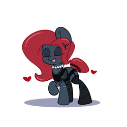 Size: 1280x1280 | Tagged: safe, artist:lou, oc, oc:jessi-ka, pony, blushing, bow, clothes, eyes closed, garter belt, jewelry, lingerie, necklace, red hair