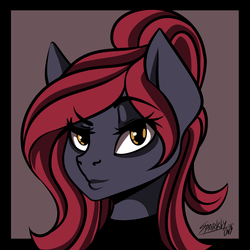 Size: 1280x1280 | Tagged: safe, artist:sparklyon3, oc, oc only, oc:jessi-ka, pony, rcf community, collar, face, looking at you, red hair, solo