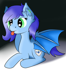 Size: 2660x2913 | Tagged: safe, artist:luriel maelstrom, oc, oc only, oc:vesper nightfall, bat pony, :p, bat pony oc, cute, ear fluff, high res, piercing, shadow, silly, tongue out