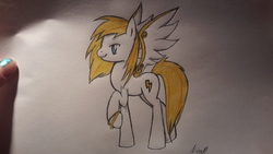 Size: 3264x1836 | Tagged: safe, artist:sachiko765, oc, oc only, pony, solo, thunder, traditional art