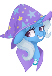 Size: 2048x3000 | Tagged: safe, artist:cinnamontee, trixie, pony, unicorn, g4, bust, clothes, female, hat, high res, looking at you, simple background, transparent background, trixie's hat