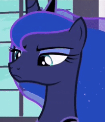 Size: 248x290 | Tagged: safe, screencap, princess luna, alicorn, pony, a royal problem, g4, animated, cropped, cute, female, floppy ears, frown, gif, glare, lidded eyes, mare, sad, sadorable, serious, serious face, solo, upset