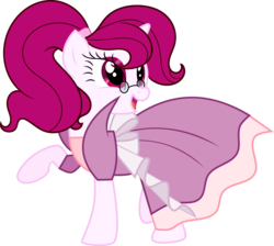 Size: 9227x8255 | Tagged: safe, artist:shootingstarsentry, oc, oc only, oc:roserade, pony, unicorn, absurd resolution, clothes, dress, female, gala dress, glasses, looking back, looking up, mare, simple background, smiling, solo, transparent background