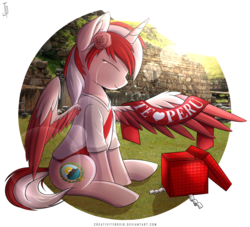 Size: 4400x4000 | Tagged: safe, artist:creativitybox18, oc, oc only, oc:princess peruvia, alicorn, pony, happy, nation ponies, peru, ponified, solo