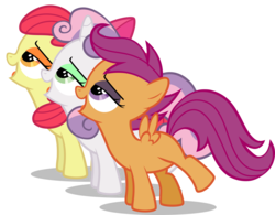 Size: 3466x2698 | Tagged: safe, artist:drewdini, edit, apple bloom, scootaloo, sweetie belle, g4, bedroom eyes, cutie mark crusaders, eyeshadow, high res, makeup, simple background, transparent background, vector