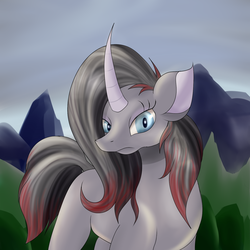 Size: 1500x1500 | Tagged: safe, artist:huffy26, oleander (tfh), classical unicorn, pony, unicorn, them's fightin' herds, community related, female, horn, leonine tail, looking at you, solo