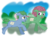 Size: 1132x810 | Tagged: safe, artist:phallen1, oc, oc only, oc:software patch, oc:windcatcher, earth pony, pegasus, pony, atg 2018, glasses, looking at each other, newbie artist training grounds, running, side by side, simple background, smiling, sweat, transparent background