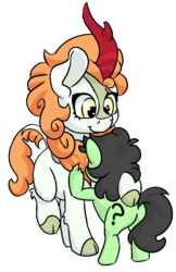 Size: 660x1018 | Tagged: safe, artist:lockhe4rt, autumn blaze, oc, oc:filly anon, kirin, g4, sounds of silence, cloven hooves, cute, female, filly, hug, simple background, transparent background