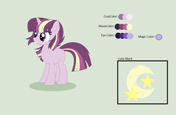 Size: 1016x666 | Tagged: safe, artist:roseloverofpastels, oc, oc only, oc:mystery moon, pony, unicorn, female, mare, offspring, parent:moondancer, parent:star tracker, reference sheet, simple background, solo