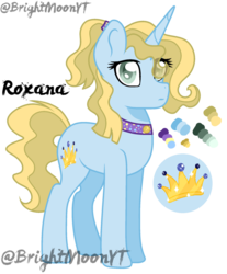 Size: 1024x1239 | Tagged: safe, artist:jxst-roch, oc, oc only, oc:roxana, pony, unicorn, female, mare, offspring, parent:prince blueblood, parent:trixie, parents:bluetrix, reference sheet, simple background, solo, transparent background