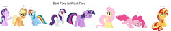 Size: 5600x1024 | Tagged: safe, applejack, fluttershy, pinkie pie, rainbow dash, rarity, starlight glimmer, sunset shimmer, twilight sparkle, alicorn, pony, g4, abuse, background pony strikes again, background pony thinks people care about which characters they like, best pony, downvote bait, flutterbuse, misspelling, op can't count, op has failed to start shit, op is a duck, op is trying to start shit, op is wrong, pinkiebuse, sad, shimmerbuse, simple background, sunsad shimmer, twilight sparkle (alicorn), twilybuse, white background, worst pony