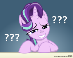 Size: 5117x4057 | Tagged: safe, artist:jhayarr23, starlight glimmer, pony, unicorn, g4, marks for effort, absurd resolution, confused, confused nick young, female, grin, lidded eyes, mare, meme, ponified meme, question mark, reaction image, smiling, solo, text
