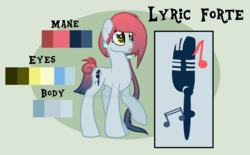 Size: 1520x941 | Tagged: safe, artist:ipandacakes, oc, oc only, oc:lyric forte, earth pony, pony, female, mare, offspring, parent:toe-tapper, parent:torch song, parents:torchtapper, reference sheet, solo
