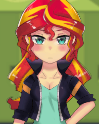 Size: 800x1000 | Tagged: safe, artist:tzc, sunset shimmer, equestria girls, g4, animated, anime, emofuri, female, looking at you, solo