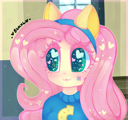 Size: 3400x3200 | Tagged: safe, artist:bunxl, fluttershy, equestria girls, g4, clothes, female, heart eyes, high res, smiling, solo, wingding eyes, wondercolts