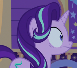 Size: 516x454 | Tagged: safe, screencap, starlight glimmer, pony, unicorn, g4, to where and back again, cropped, female, mare, solo, trixie's wagon, wide eyes