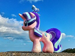 Size: 1756x1310 | Tagged: safe, photographer:hihin1993, starlight glimmer, trixie, pony, unicorn, g4, irl, photo, plushie, rocket, toy interpretation, trixie's rocket