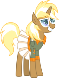 Size: 3000x3932 | Tagged: safe, artist:cloudy glow, trenderhoof, pony, unicorn, g4, clothes, female, glasses, grin, high res, mare, rule 63, simple background, smiling, transparent background, trend setter