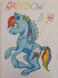 Size: 774x1032 | Tagged: safe, artist:clarissa0210, rainbow dash, pony, g4, female, scar, solo, traditional art