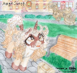 Size: 2185x2062 | Tagged: safe, artist:magnifsunspiration, oc, oc only, oc:cappuccine coffeebreak, pony, unicorn, drone, female, filly, high res, solo, traditional art