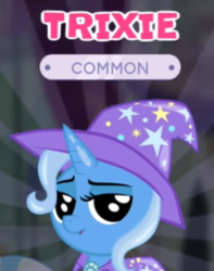 Size: 627x797 | Tagged: safe, trixie, pony, unicorn, g4, cape, chibi, clothes, common, cute, diatrixes, female, hat, mare, meme, pocket ponies, solo, weapons-grade cute, wow! glimmer